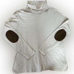 Lauren Ralph Lauren Women’s cotton cowl turtleneck sweater elbow patches Size L